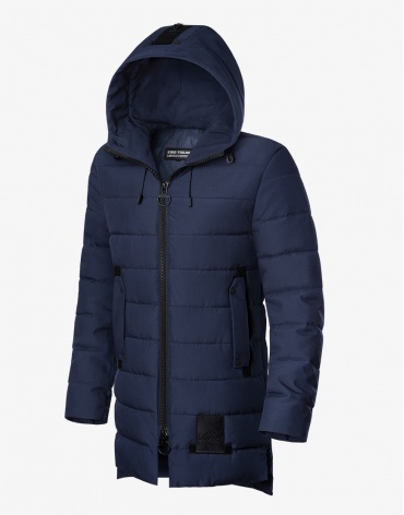 Куртка зимняя мужская темно-синяя модель 1708 фото 1