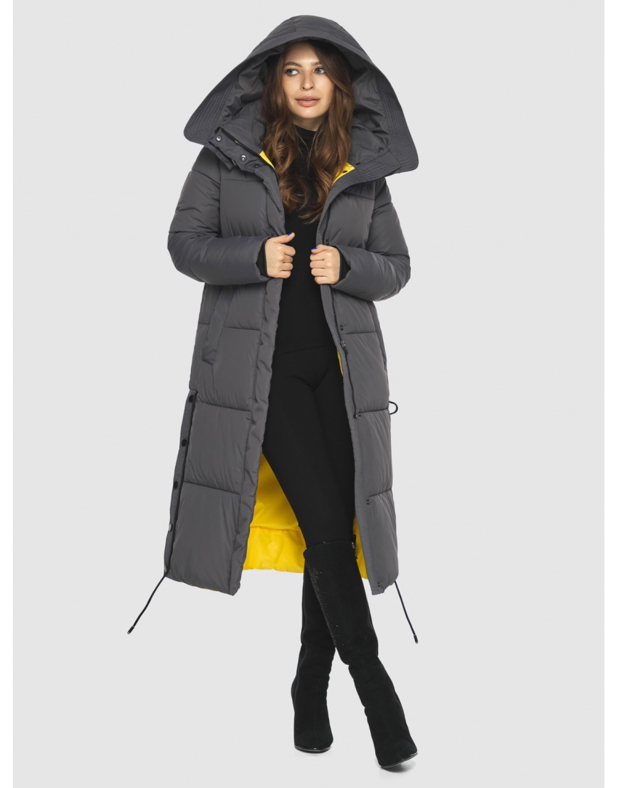 Удобная серая 1 куртка подростковая женская зимняя M6874 фото 5