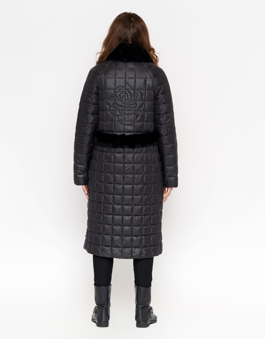 Черная куртка длинная женская модель 18511 фото 2