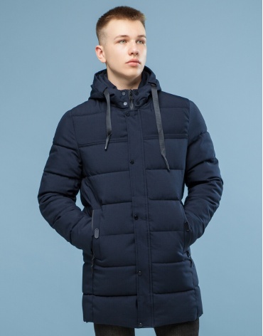 Темно-синяя трендовая куртка зимняя модель 6002 фото 1