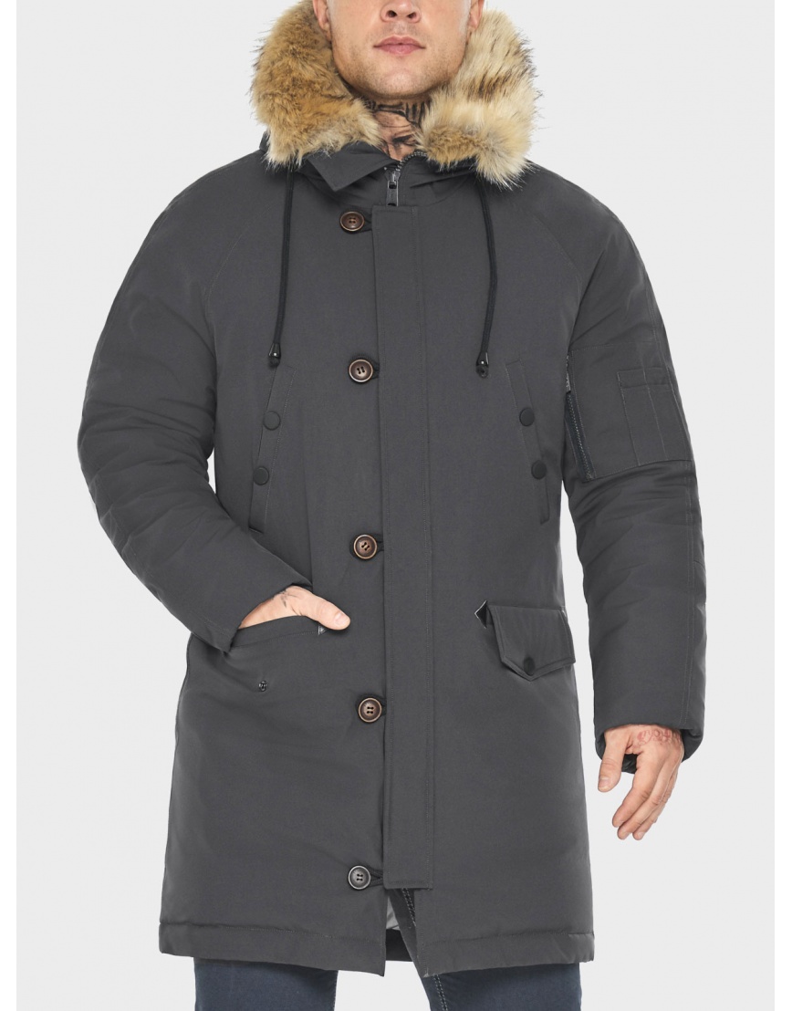 Мужская серая куртка Braggart с планкой на пуговицах модель 58555 фото 10