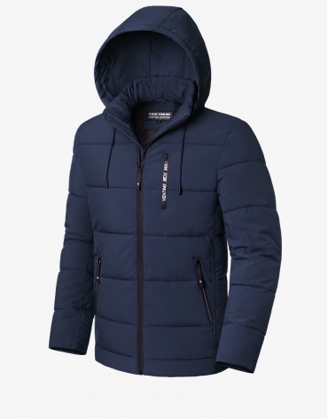 Куртка с карманами темно-синяя зимняя модель 8808  фото 1