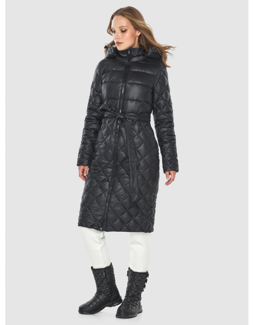 Чёрная осенняя длинная фирменная куртка женская 60096