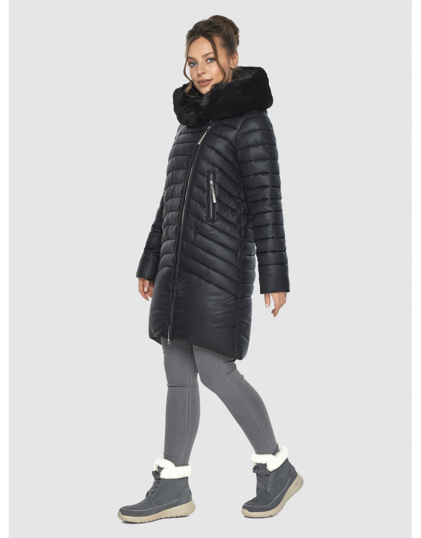 Зимняя подростковая чёрная куртка модная 533-28