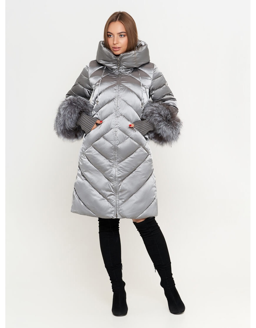 50 (L) – последний размер – куртка Snow Beauty современная женская серая зимняя 1881 фото 1