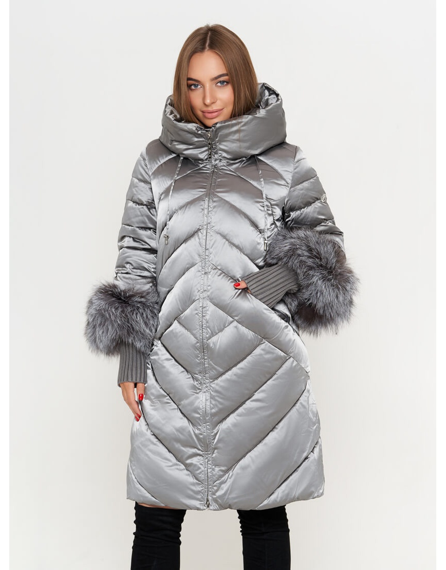 50 (L) – последний размер – куртка Snow Beauty современная женская серая зимняя 1881 фото 2
