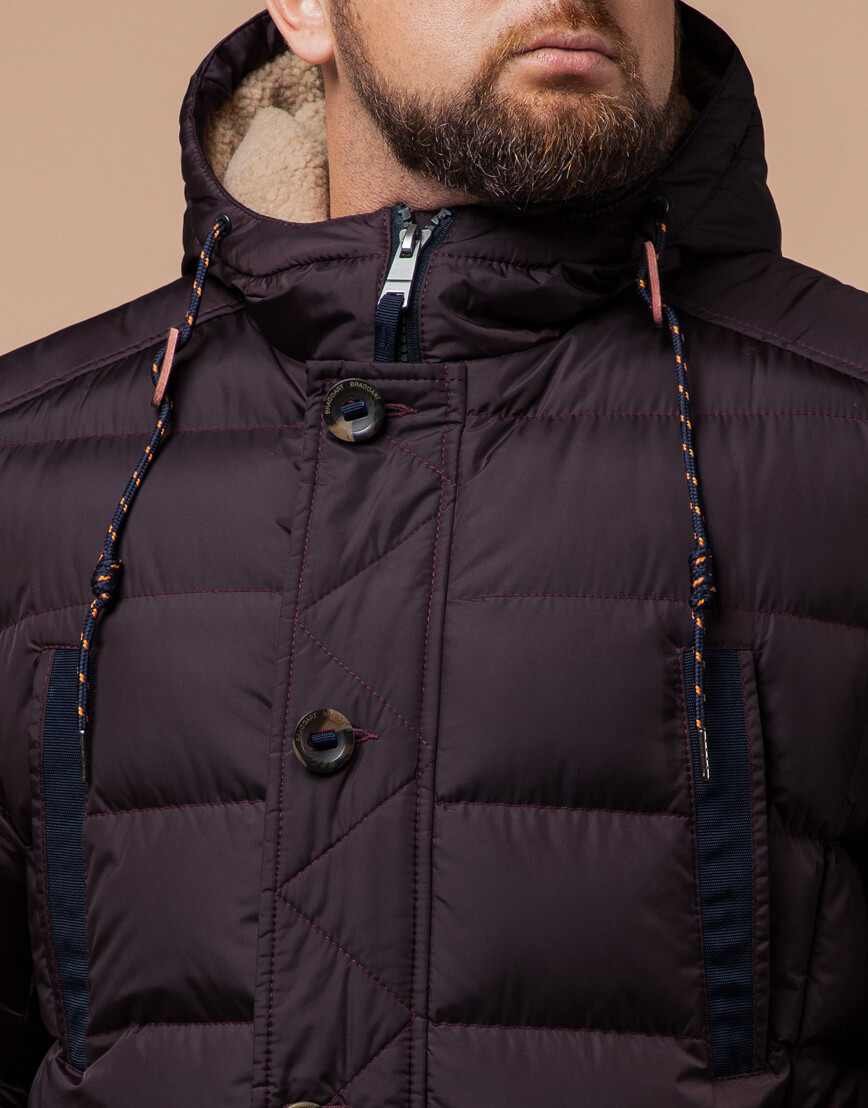 Темно-бордовая куртка трендового дизайна модель 26402 фото 3