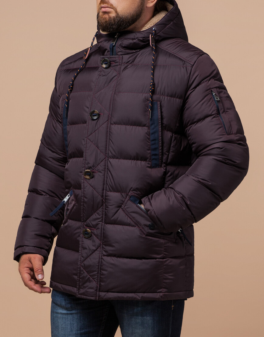 Темно-бордовая куртка трендового дизайна модель 26402 фото 1
