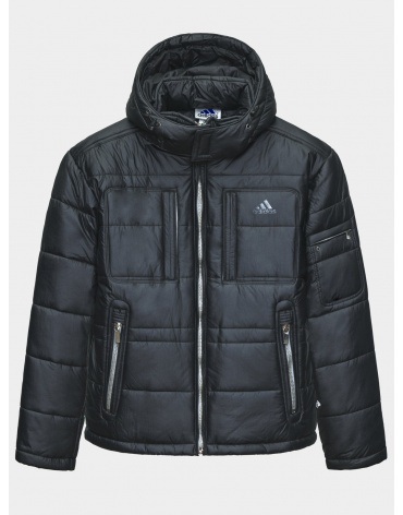 48 (M) – последний размер – куртка с трикотажными манжетами зимняя Adidas мужская чёрная 200111 фото 1