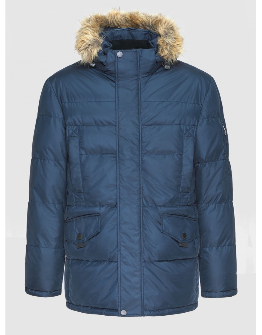 52 (XL) – последний размер – куртка с опушкой Braggart мужская зимняя синяя 200322 фото 1