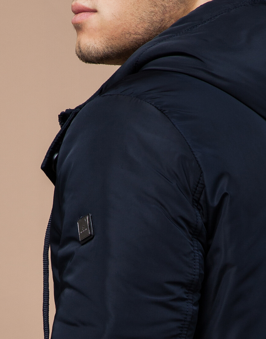 Зимняя куртка с капюшоном темно-синяя модель 4282 фото 5