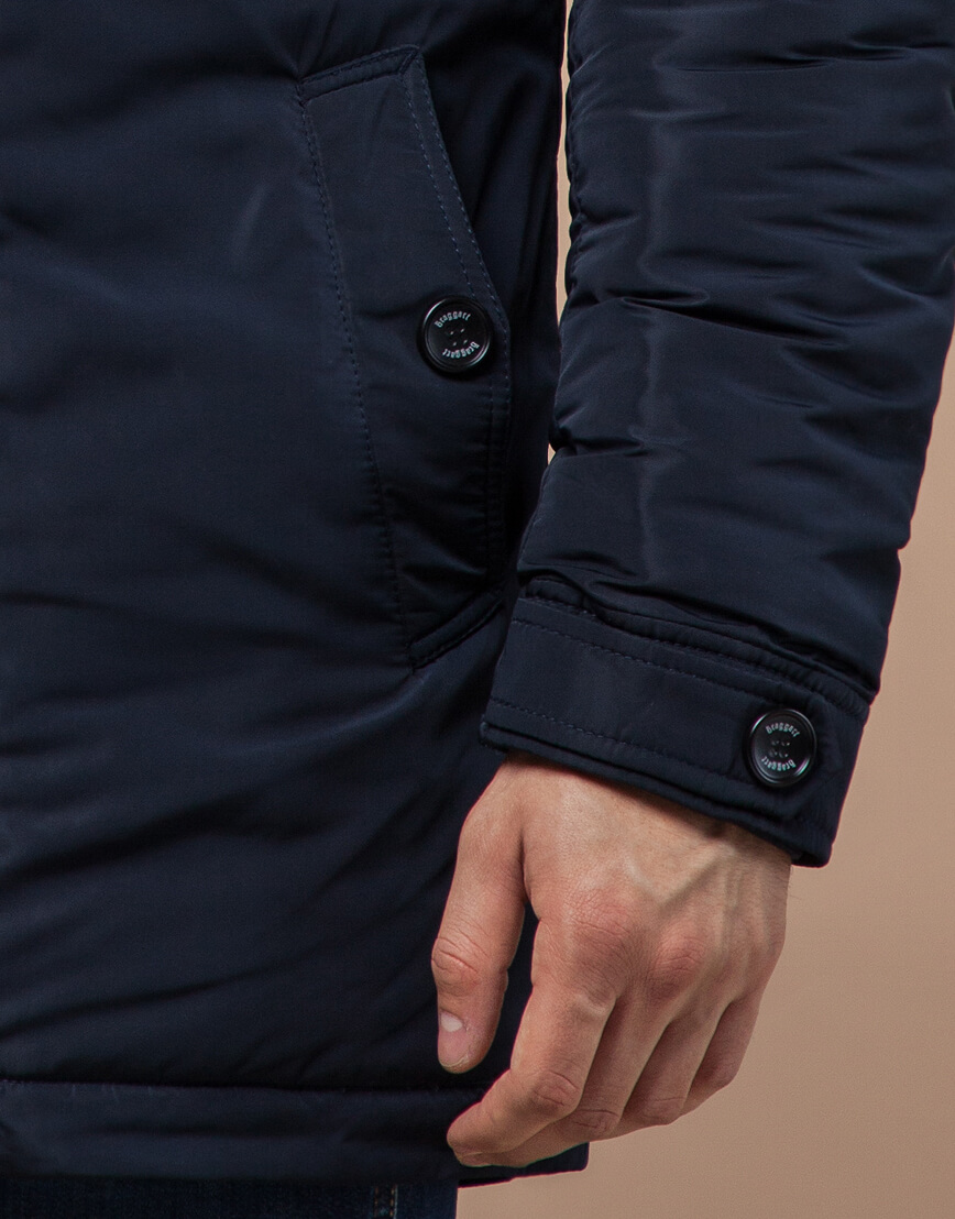 Зимняя куртка с капюшоном темно-синяя модель 4282 фото 4