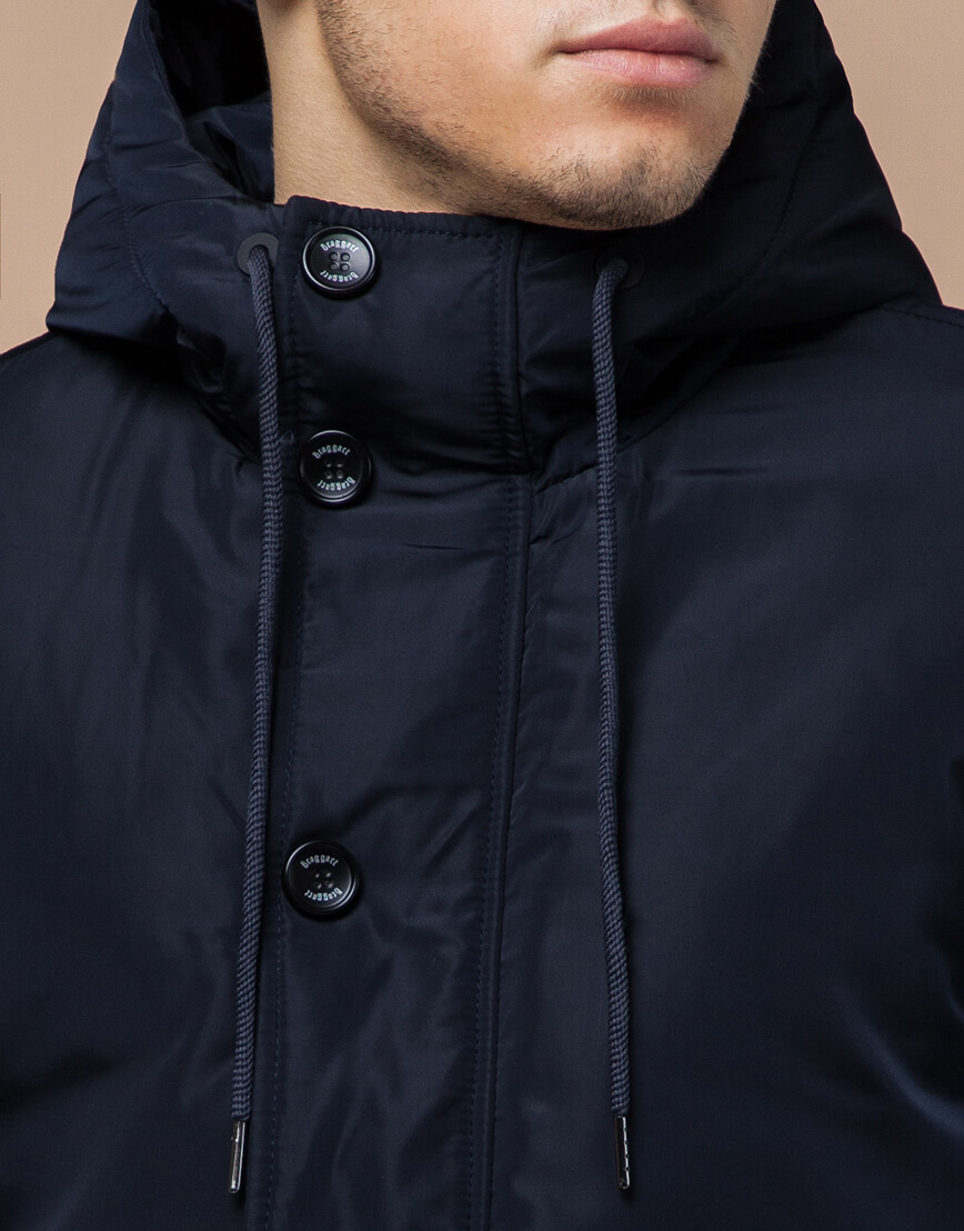 Зимняя куртка с капюшоном темно-синяя модель 4282 фото 3