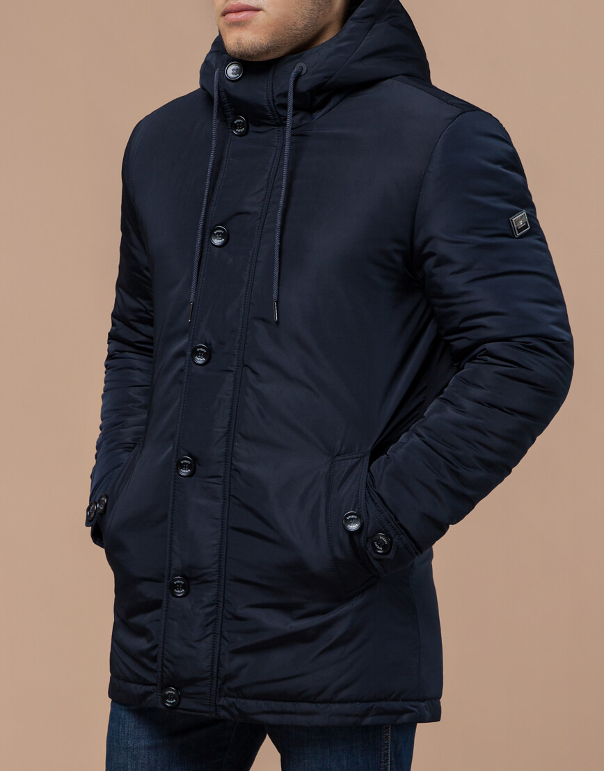 Зимняя куртка с капюшоном темно-синяя модель 4282 фото 1