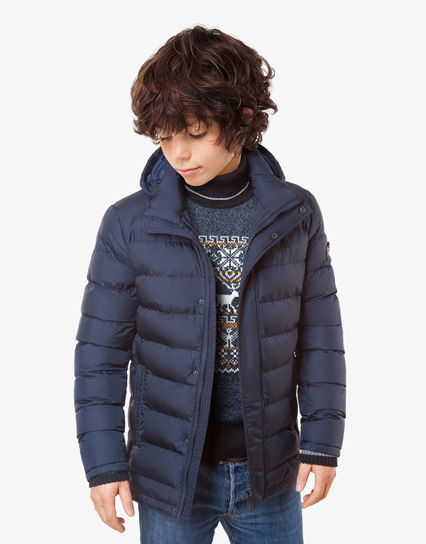 Современная детская куртка темно-синего цвета модель 6395 фото 1