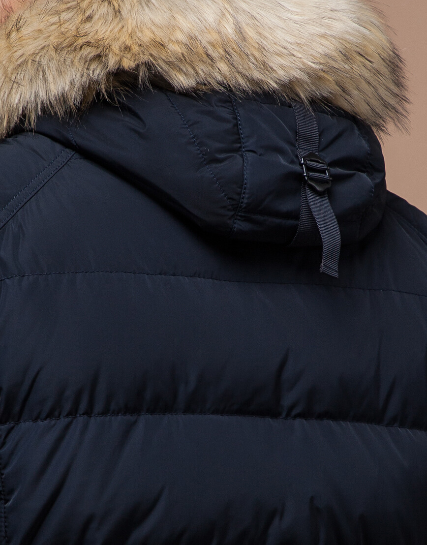 Темно-синяя куртка зимняя с опушкой модель 18540 фото 5