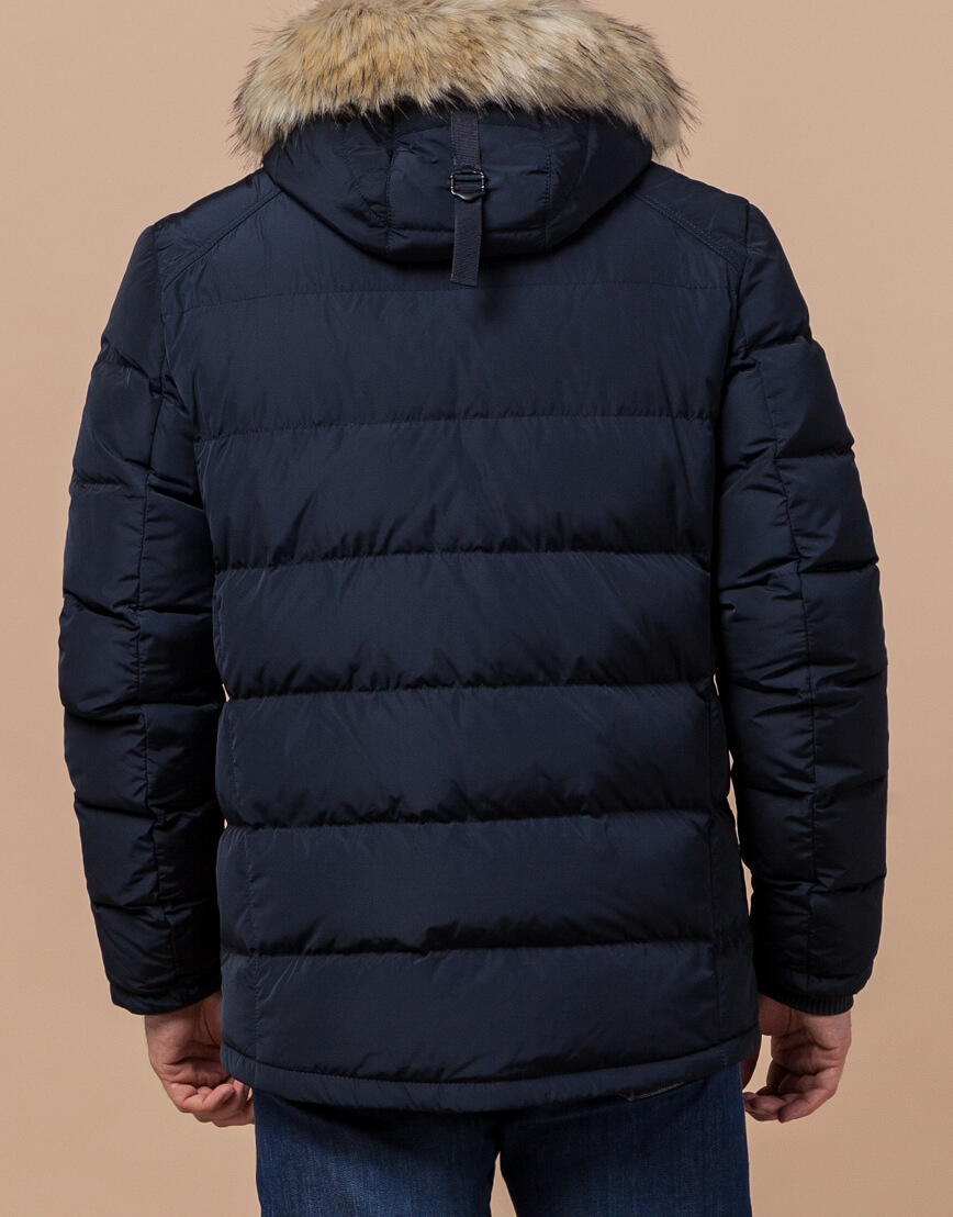 Темно-синяя куртка зимняя с опушкой модель 18540 фото 2