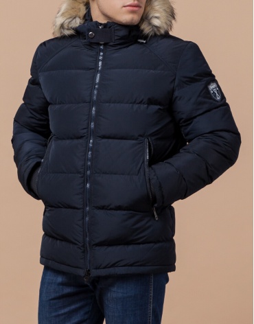 Темно-синяя куртка зимняя с опушкой модель 18540 фото 1