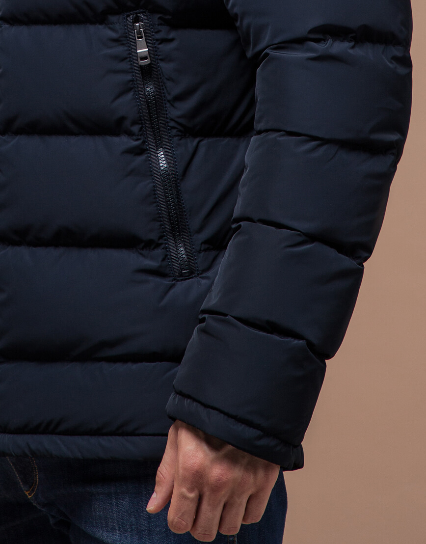 Темно-синяя куртка зимняя с опушкой модель 18540 фото 4