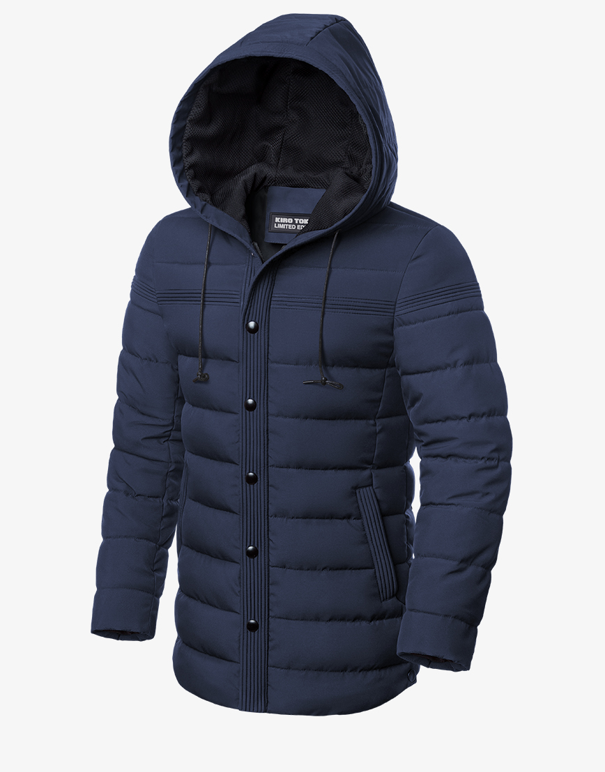 Зимняя оригинальная куртка темно-синяя модель 8806 фото 1