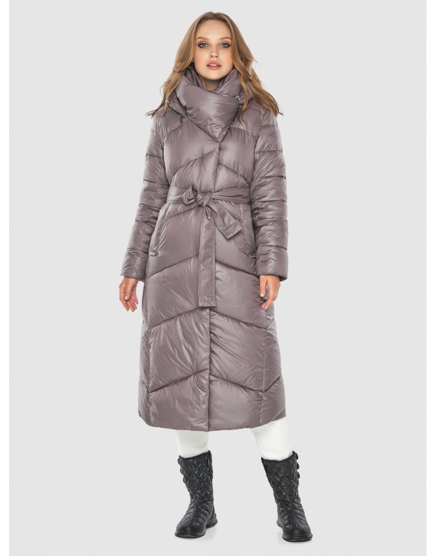 Трендовая куртка для девушек пудровая зимняя 60035 фото 6