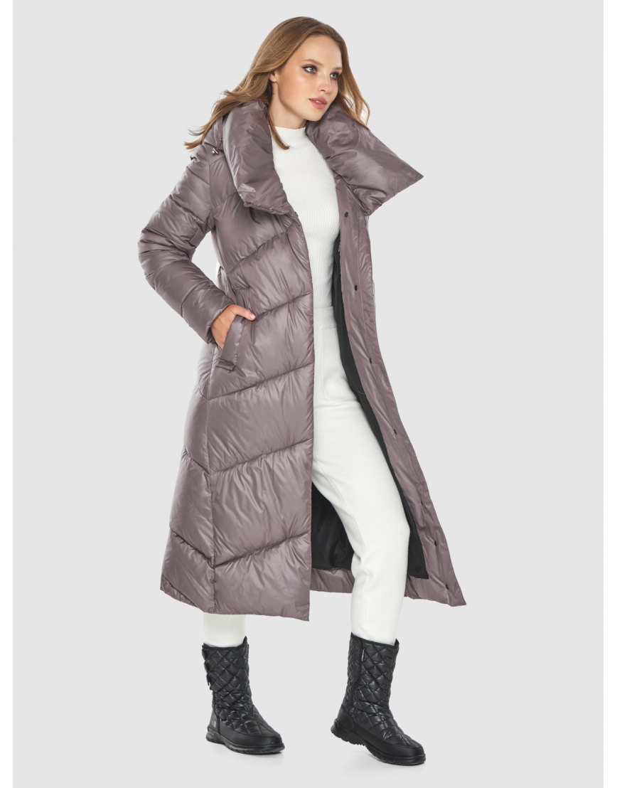 Трендовая куртка для девушек пудровая зимняя 60035 фото 2