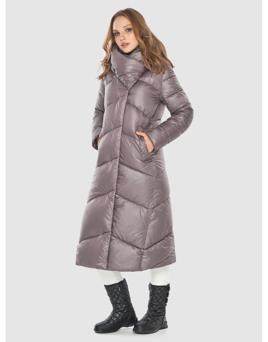 Трендовая куртка для девушек пудровая зимняя 60035 фото 5