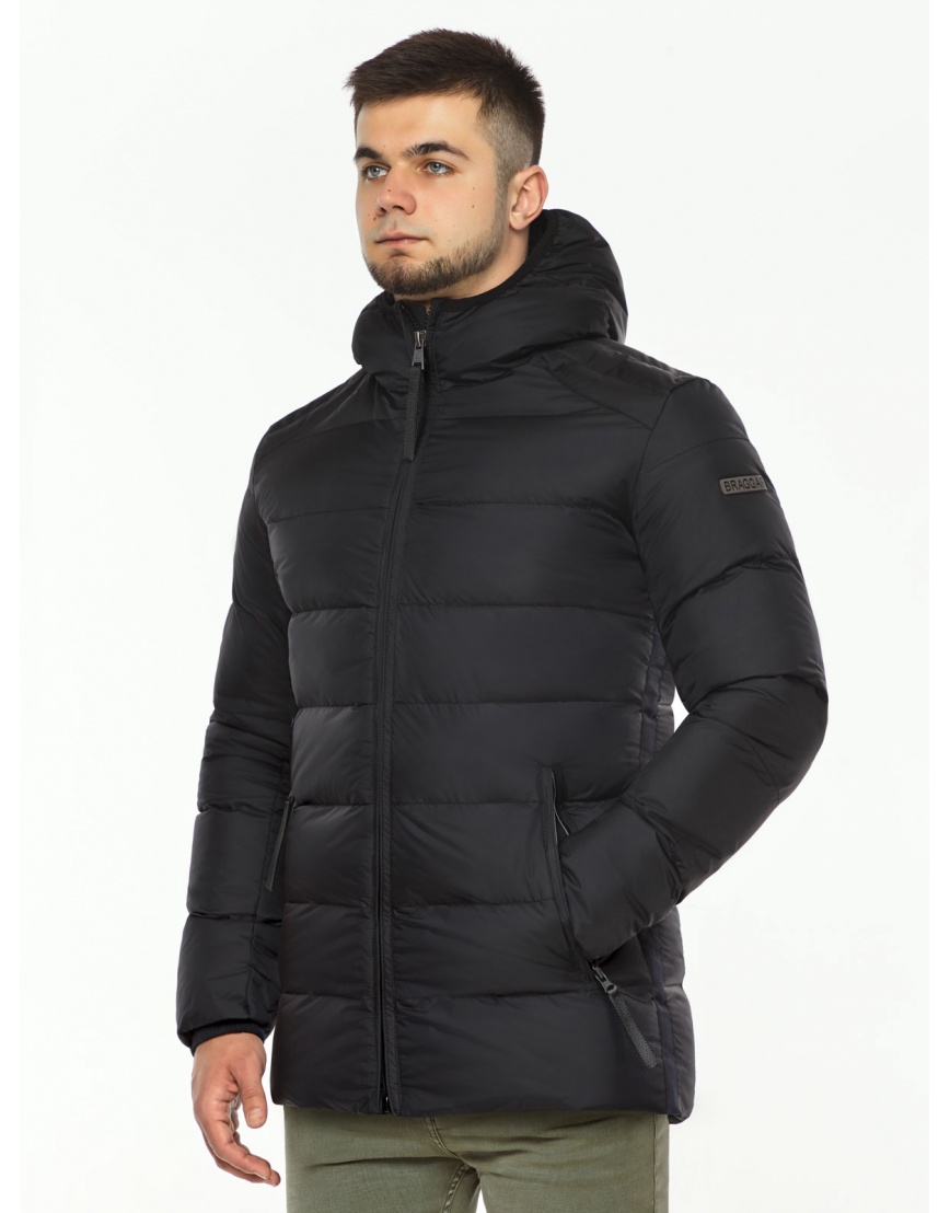 Чёрная мужская короткая куртка Braggart на зиму модель 37055 фото 3