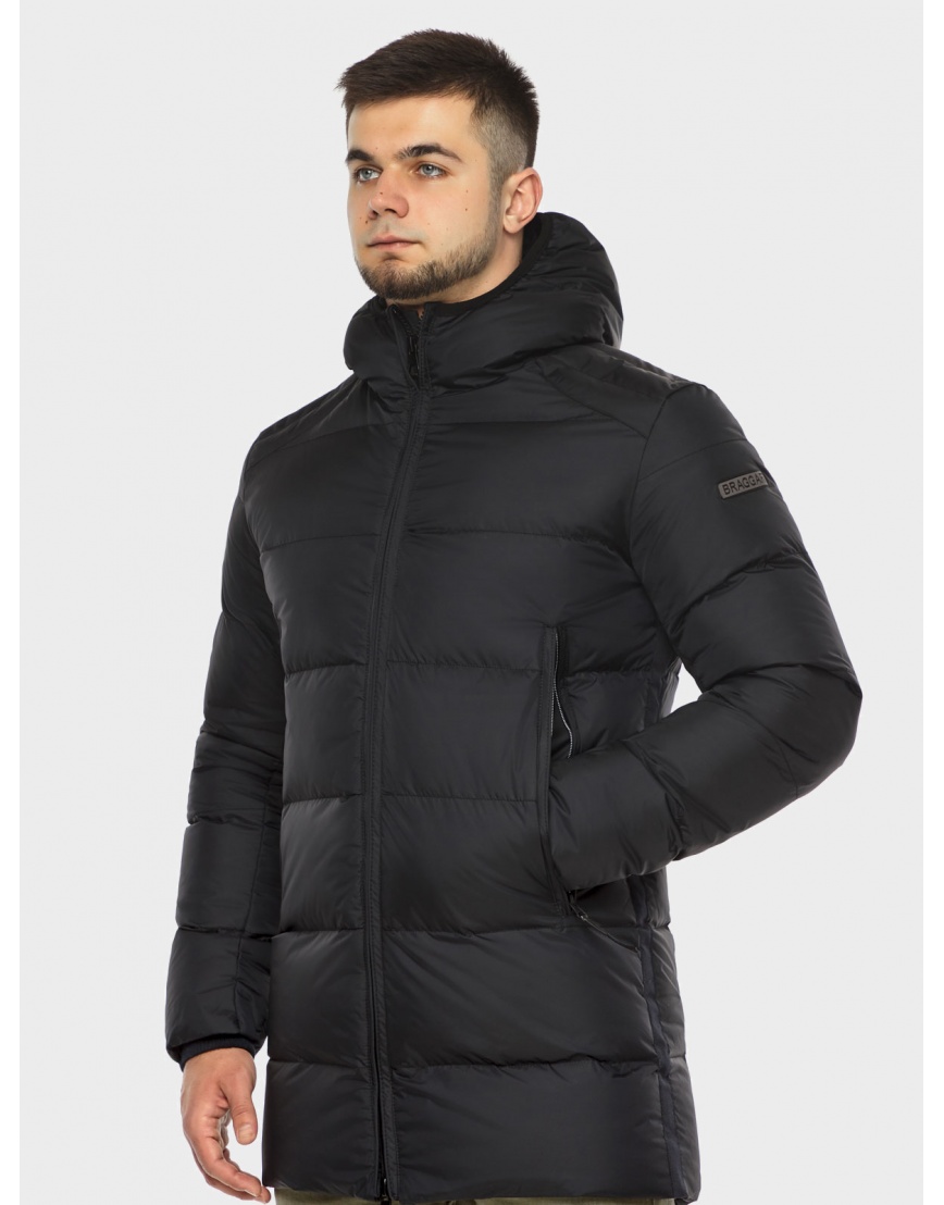 Чёрная мужская короткая куртка Braggart на зиму модель 37055