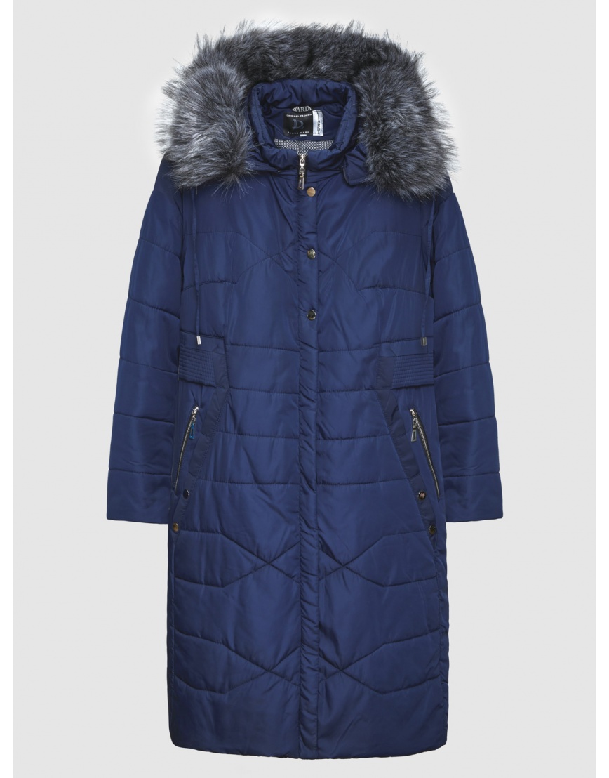 58 (4XL) – последний размер – синяя зимняя куртка с опушкой женская Liardi 200366